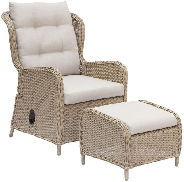 Intercon Dixie 2-Piece Natural Rattan Outdoor Reclining Chair with Ottoman-0