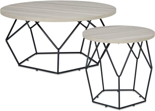 Signature Design by Ashley® Waylowe Light Brown End Table with Black Metal Base-4
