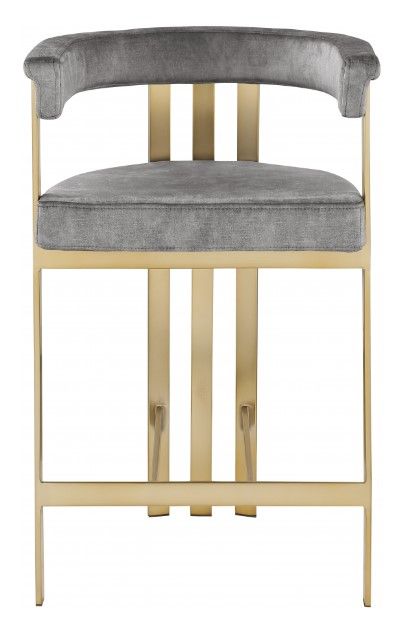 Meridian Furniture Marcello Gray/Brushed Brass Counter Stool-1