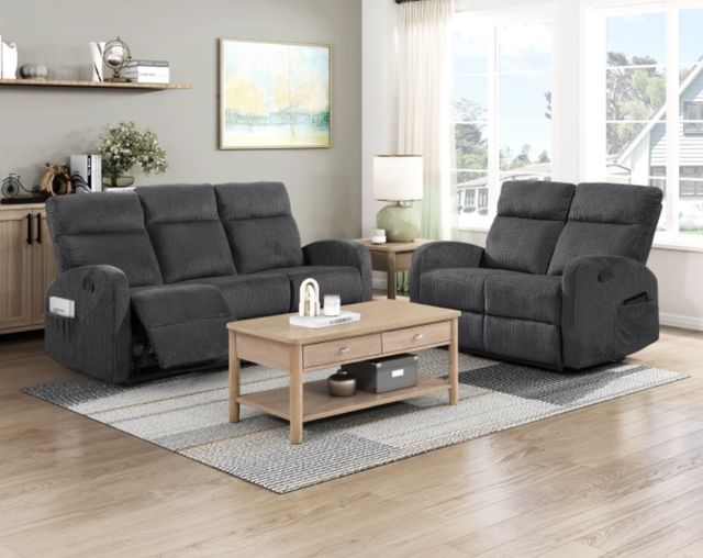Homelegance® Allen Dark Gray Manual Double Reclining Loveseat-1