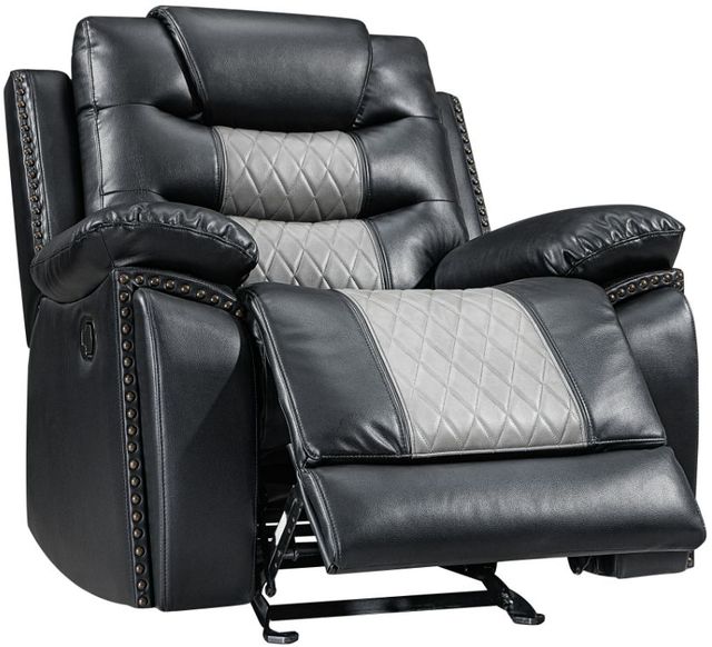 New Classic® Home Furnishings Nikko Black/Gray Manual Glider Recliner-3