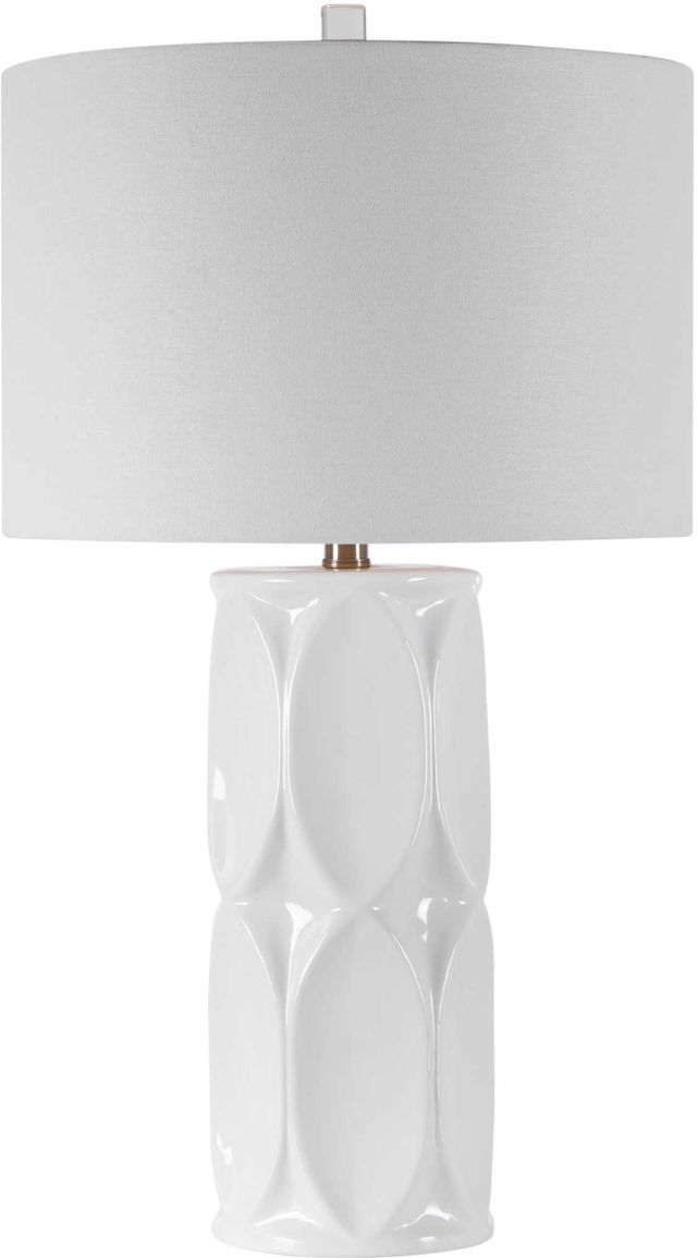 Uttermost® Sinclair Glossy White Glaze Table Lamp-0