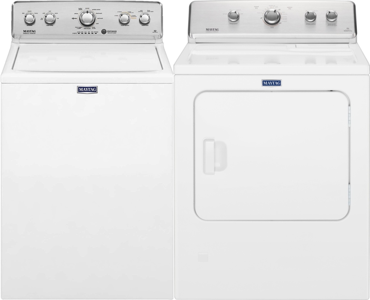 Maytag® White Laundry Pair Doyon's Appliance | Bedford, Gloucester