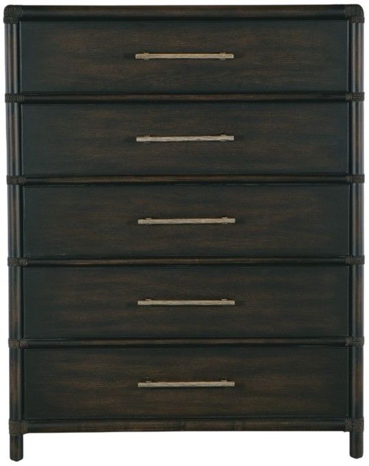 Hooker® Furniture Retreat Pole Rattan Black Sand 5-Drawer Chest-1