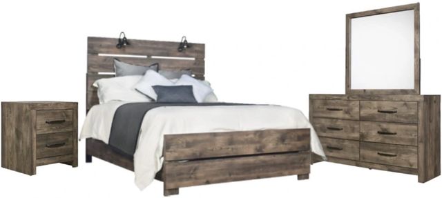 New Classic® Home Furnishings Misty Lodge 4-Piece Rustic Brown Queen Panel Bedroom Set-0