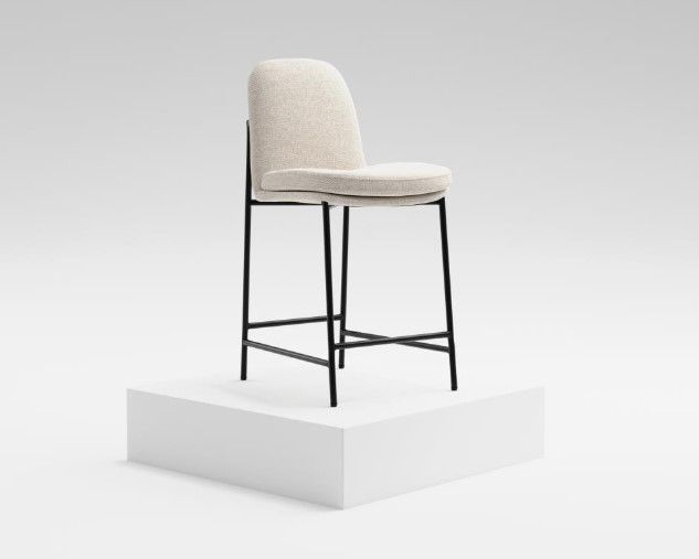 International Furniture Direct Seating Blacksmithing Matte Black/Ivory Bar Stool-1
