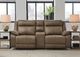 Signature Design by Ashley® Max-Momentum 3-Piece Biscotti Power Reclining Sectional Loveseat with Audio Console-1