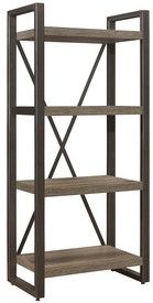 Mazin Furniture Dogue Brown/Gunmetal 4-Shelf Bookcase-1