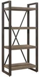 Mazin Furniture Dogue Brown/Gunmetal 4-Shelf Bookcase-1