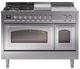 Ilve® Nostalgie II Noblesse 48'' Stainless Steel Pro Style Dual Fuel Range with Chrome Trim-0