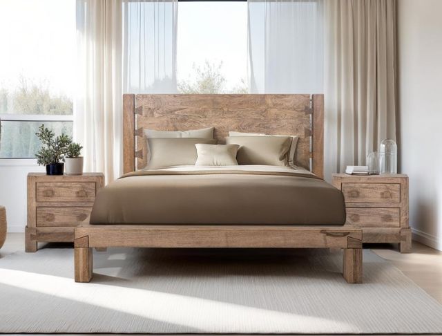 International Furniture Direct Atenas Brown Queen Panel Bed-1