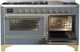 Ilve® Majestic III 60" Blue Gray Pro Style Dual Fuel Natural Gas Range with Triple Glass Door and Brass Trim-3