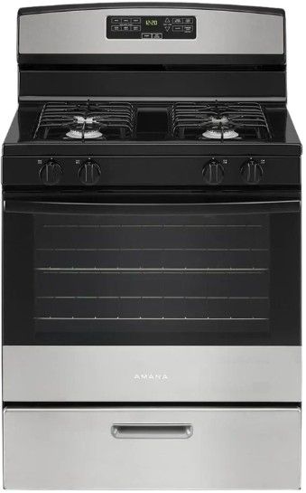 Amana® 30" Stainless Steel Freestanding Gas Range with Bake Assist Temps-0