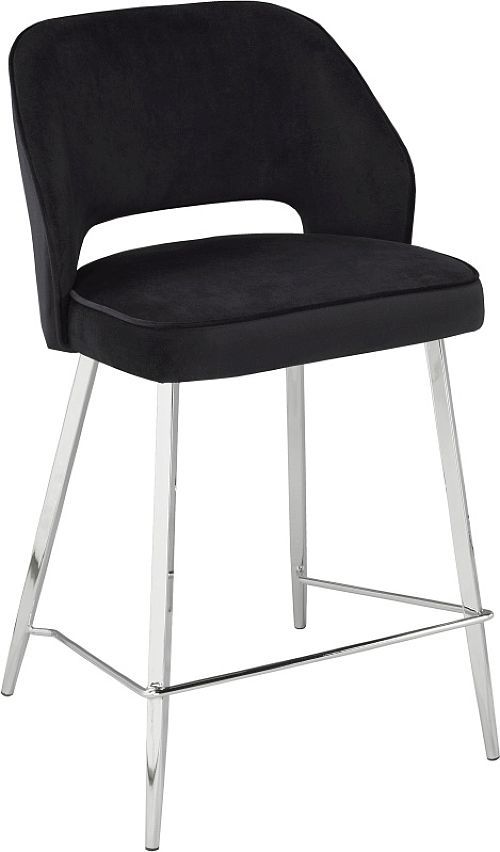 Brassex Inc. Ella 2-Piece Black/Chrome Counter Stool Set-0