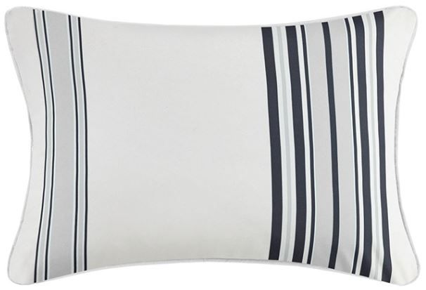 Olliix by Madison Park Newport Black 14x20" Printed Stripe 3M Scotchgard Outdoor Oblong Pillow-0