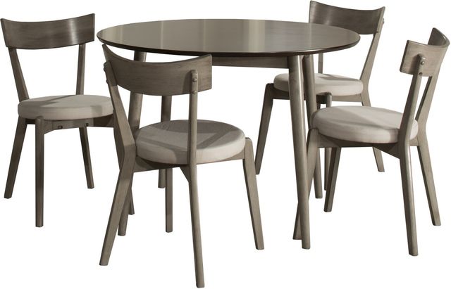 HH2 Home Mayson 5-Piece Gray Round Dining Set with Upholstered Chairs-0