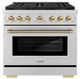 ZLINE Autograph Edition Paramount 36" 5.2 Cu. Ft. Stainless Steel Gas Range with 6 Burner DuoPro™ Cooktop and Convection Gas Oven with Champagne Bronze Helix Handle and Accents-0