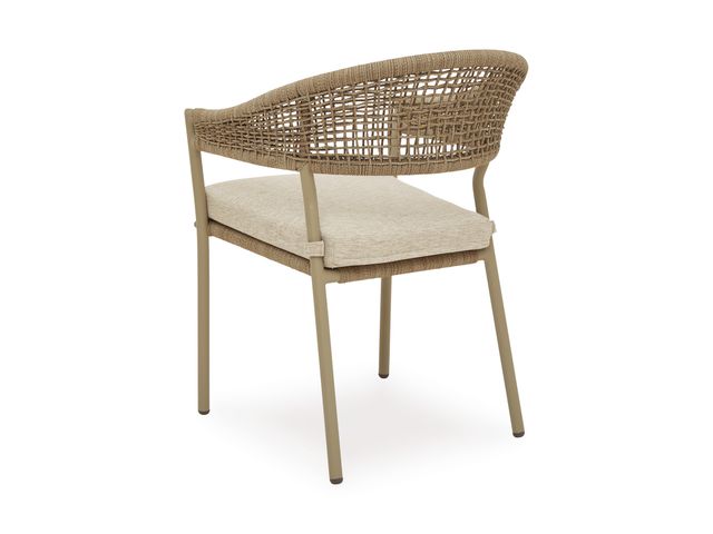 Clearance Signature Design by Ashley® Orchard Beach 5-Piece Beige Wicker/Wooden Outdoor Dining Set-2