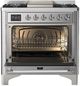 Ilve® Majestic III 36'' Stainless Steel Pro Style Dual Fuel Liquid Propane Range with Triple Glass Door and Chrome Trim-2