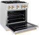 ZLINE Classic Autograph Edition 30" Satin Stainless Steel Pro Style Dual Fuel Range with Polished Gold Accents-3