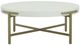 Fairfield® East Camden Pearl Top Round Cocktail Table with Antique Brass Base-1