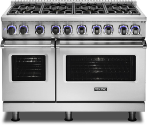 Front view of the Viking® 7 Series 48" Stainless Steel Pro Style Liquid Propane Gas Range