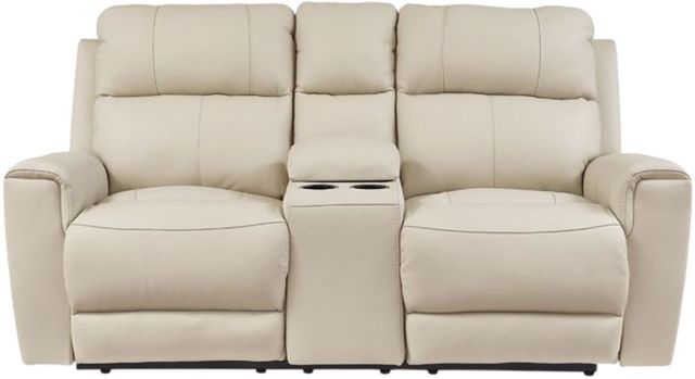 Signature Design by Ashley® Dahlmoore Almond Double Power Reclining Loveseat with Console-1