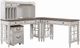 Liberty Furniture Magnolia Manor 5-Piece Antique White/Weathered Bark L-Shaped Office Desk Set-0