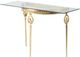 A & B Home Glass Top Retangular  Corner Table with Golden Legs-2