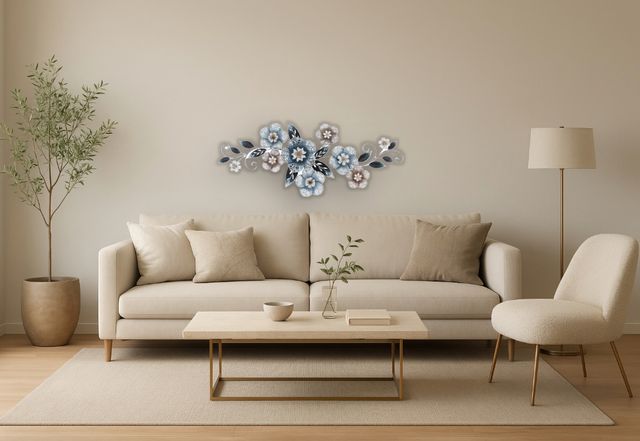 Classy Living Exploding Blue Flowers Wall Decor-1