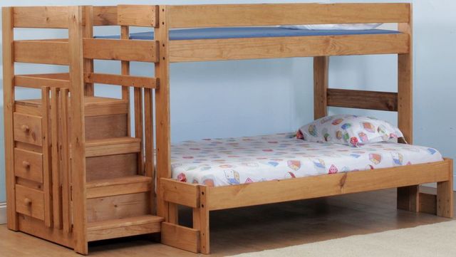 Simply Bunk Beds Saddlebrook Twin/Full Stair Bunk Bed -0