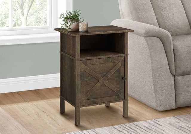 Monarch Specialties Inc. Dark Oak/Black Metal Accent Table -2