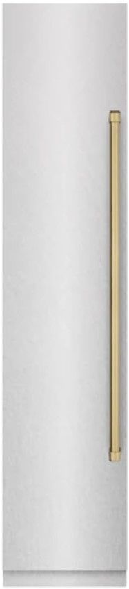 ZLINE Autograph Edition 18 in. 8.6 Cu. Ft. Left Hinge Column Freezer in Satin Stainless Steel with Graphite Gray Interior and Champagne Bronze Accents-0