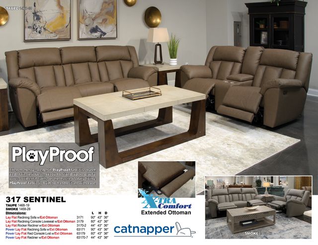 Catnapper® Sentinel Taupe Power Reclining Loveseat with Console-1