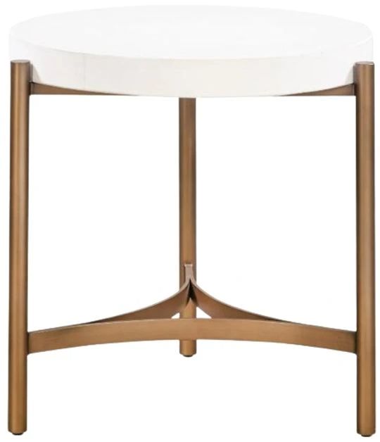 Modus Furniture Lyon White Side Table with Brushed Bronze Base-1