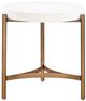 Modus Furniture Lyon White Side Table with Brushed Bronze Base-1