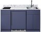 Summit® Turnkey Caldera 63" Midnight Navy Kitchenette with Undercounter the Refrigerator, Induction Cooktop and Sink with Faucet-1
