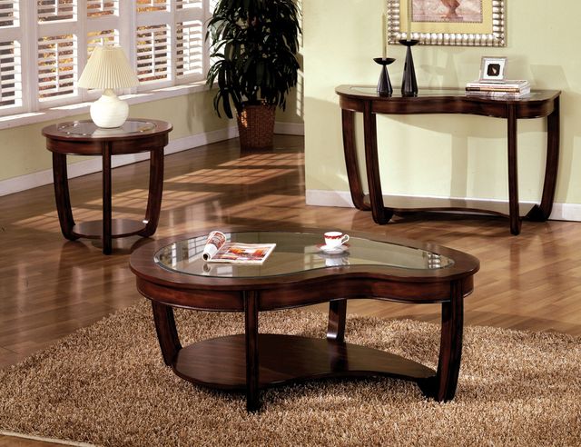 Furniture of America® Crystal Falls Dark Cherry Glass Insert End table-2