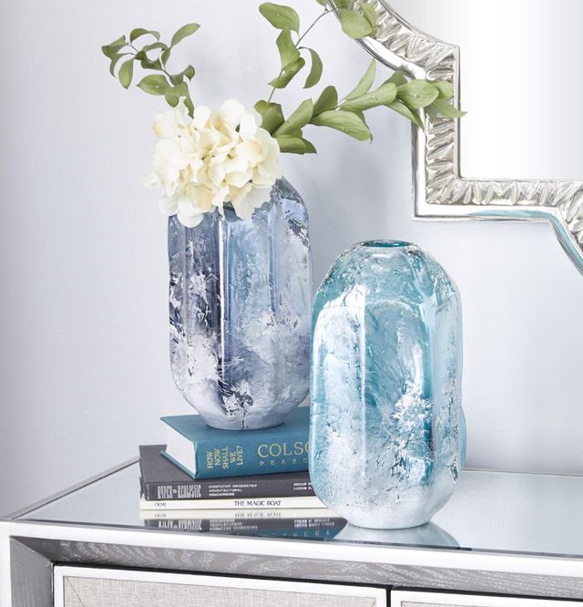 Deco Marche 2-Piece Blue Handmade Blown Vase Set-3