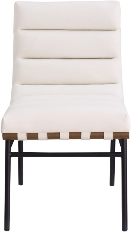 Meridian Furniture Burke Cream/Black Vegan Leather Dining Chair-1