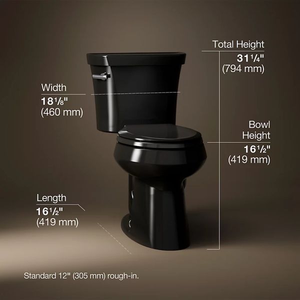 KOHLER® Highline® Black 2-Piece Elongated Toilet, 1.28 gpf-4