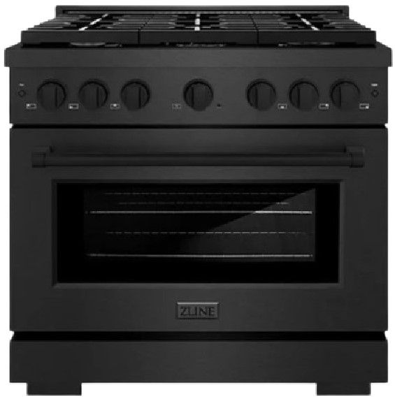 ZLINE Paramount 36" 5.2 cu. ft. Black Satin Stainless Steel Paramount Dual Fuel Range with 6 Brass Burners Gas Cooktop and Electric Convection Oven-0