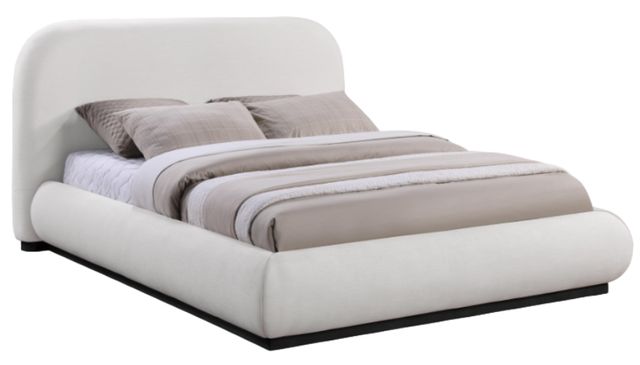 Meridian Furniture Vaughn Cream/Black Queen Linen Textured Upholstered Panel Bed-0