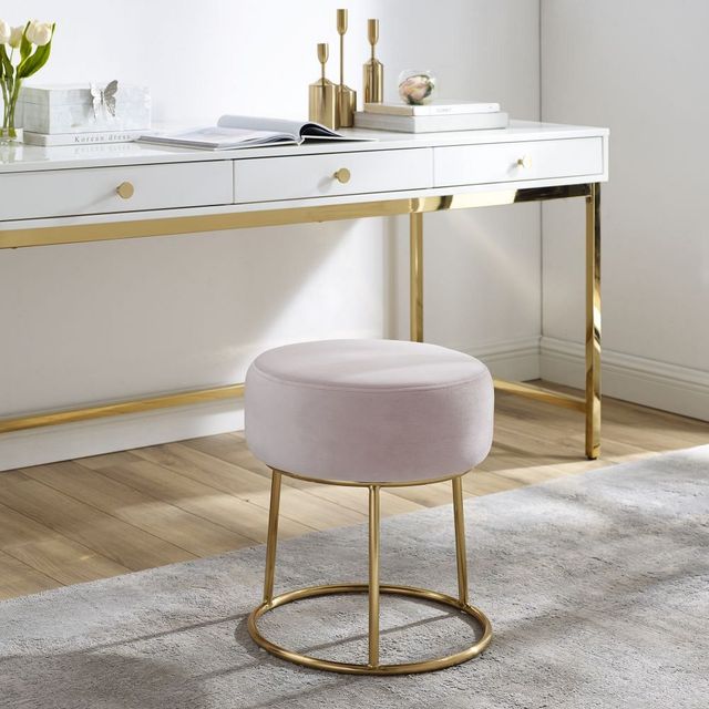 Linon Brandi Pink Accent Vanity Stool-4