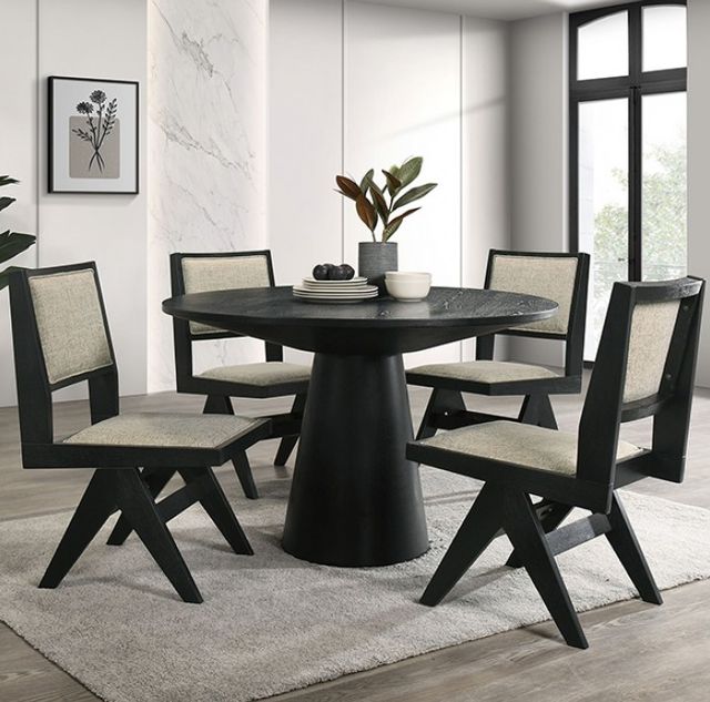 Furniture of America® Tottenham Black Round Dining Table-1