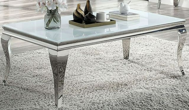 Furniture of America® Wetzikon Glass Top Coffee Table with Silver Legs-0