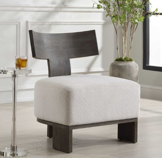 Uttermost® Finlay Dark Walnut/Gray Accent Chair-1