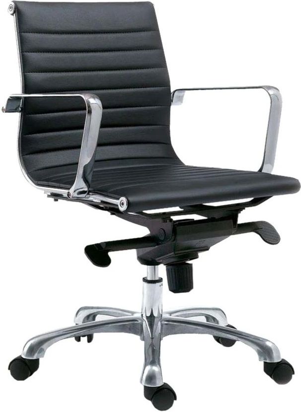 Moe's Home Collection Omega Black Swivel Low Back Office Chair-0