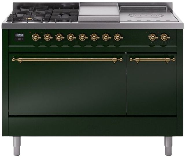 Ilve® Nostalgie II Series 48" Emerald Green Pro Style Dual Fuel Range-0