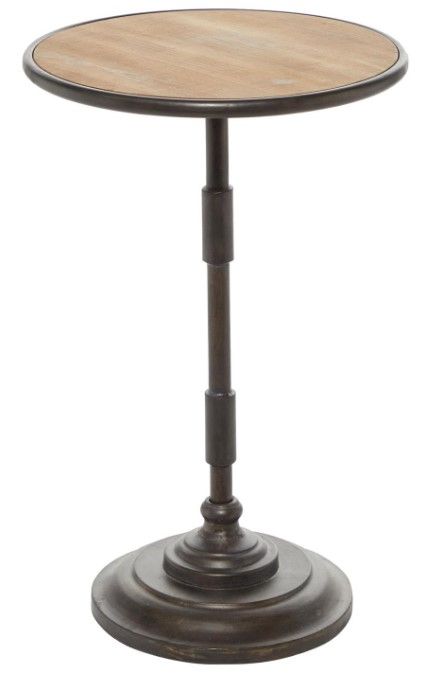 Deco Marche Brown 14" Side Table with Bronze Base-0